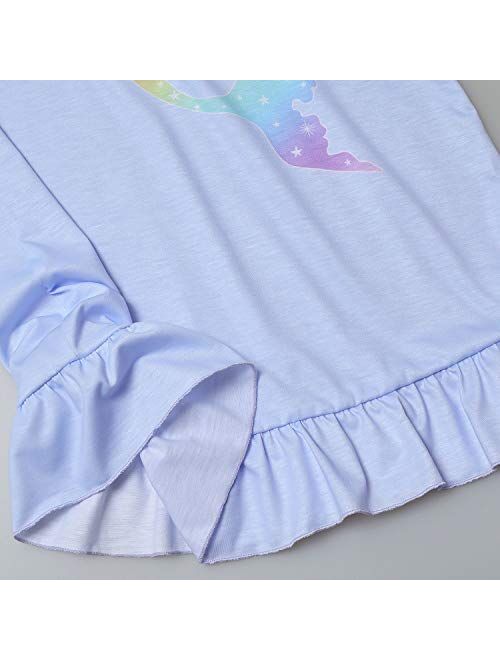 Jxstar Nightgowns for Girls Unicorn Mermaid Pajamas Short Sleeve Night Dresses