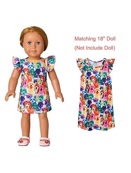 Jxstar Matching Doll & Girls Nightgowns Pajamas Princess Night Shirts Sleepwear