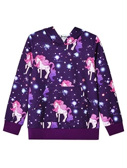 Hoodie for Girls Unicorn Cat Sweatshirt Pullover Shirts Clothes for Kids
