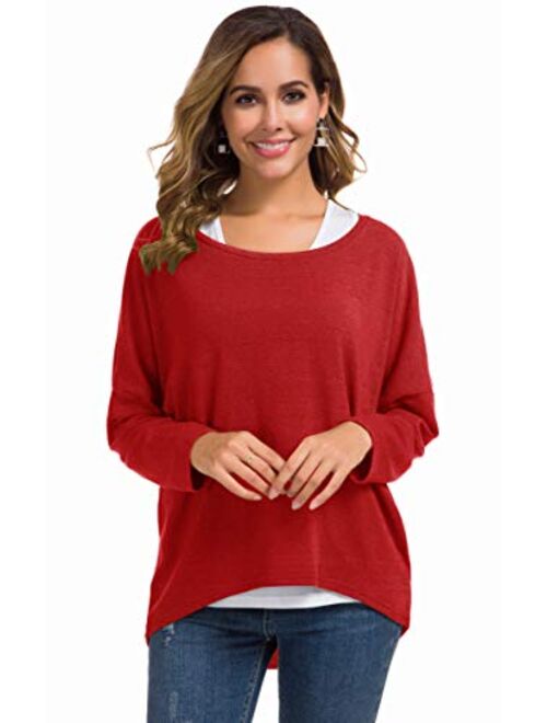 UGET Women's Sweater Casual Oversized Baggy Loose Fitting Shirts Batwing Sleeve Pullover Tops