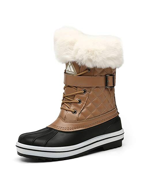 Mishansha Men's Women's Snow Boots Outdoor Warm Mid-Calf Booties Anti-Skid Water Resistant Winter Shoes