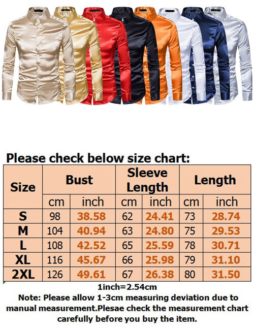 HIMONE Slim Fit Long Sleeve Shiny Satin Silk like Dance Shirt for Men Solid Color Button Down Prom Dress Shirt