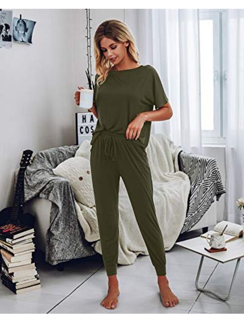 Saslax Womens Tie Dye Pajamas Set Lounge Set Short Sleeve Tops and Shorts 2 Piece Loungewear Sleepwear Pjs