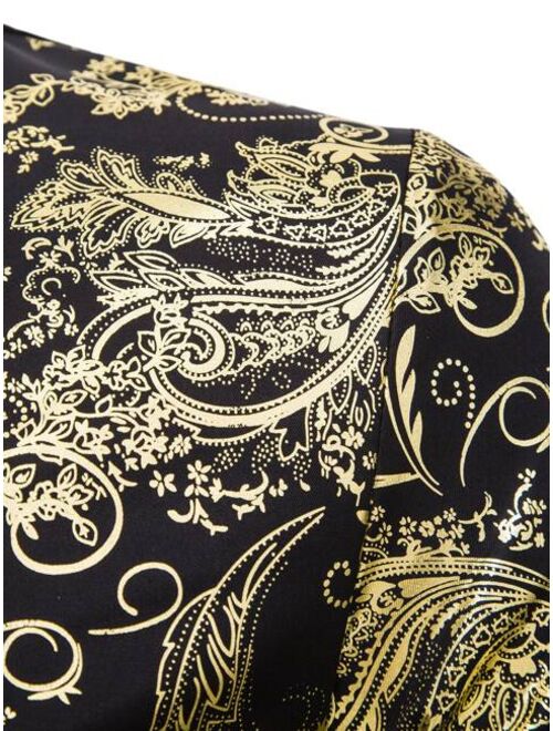 Shein Men Baroque Print Button Through Shirt