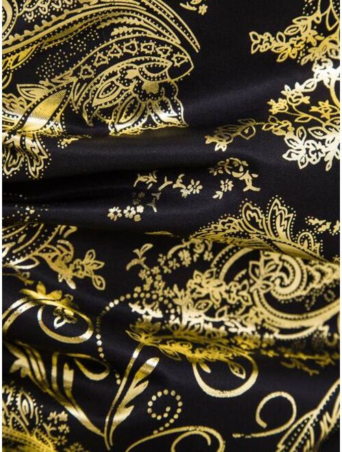 Shein Men Baroque Print Button Through Shirt