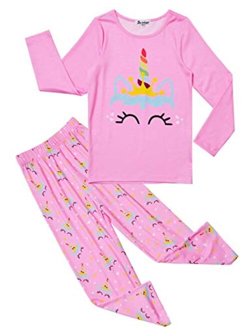 Jxstar Pajamas for Girls Unicorn Pjs Sets Little Kids Cotton Sleepwear