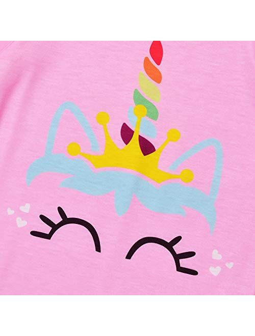 Jxstar Pajamas for Girls Unicorn Pjs Sets Little Kids Cotton Sleepwear