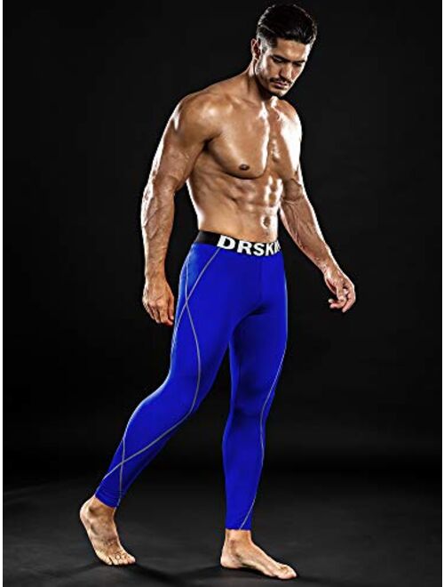 DRSKIN Men's Thermal Wintergear Fleece Cold Compression Tight Base Layer Long Under Sport Leggings Pants