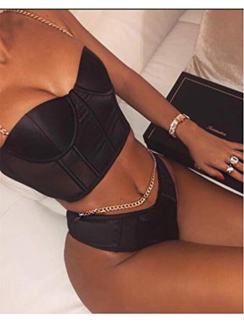 Women’s Corset Crop Top Sexy Push Up Bustier Tank Top