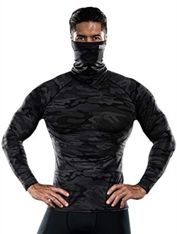 MASK Turtleneck Compression Shirts Top Dry Sports Baselayer Running Long Sleeve Thermal Cold Men