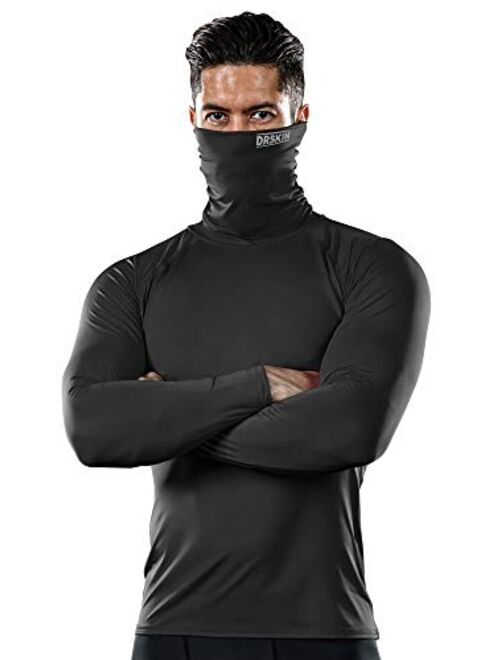 DRSKIN MASK Turtleneck Compression Shirts Top Dry Sports Baselayer Running Long Sleeve Thermal Cold Men