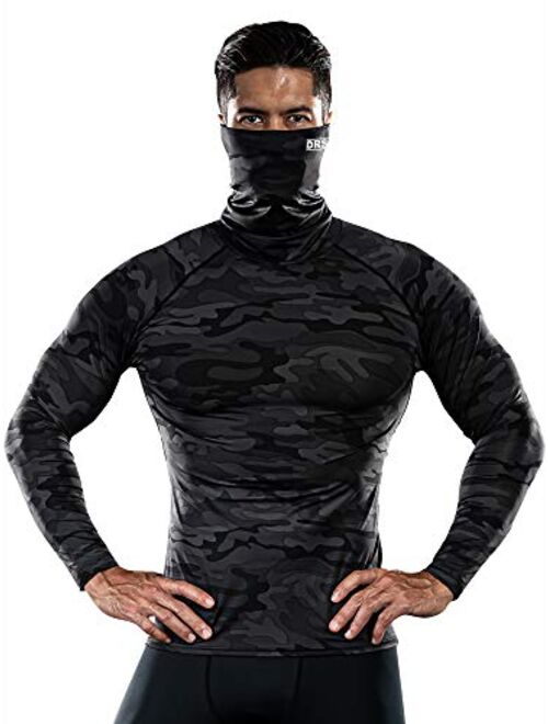 DRSKIN MASK Turtleneck Compression Shirts Top Dry Sports Baselayer Running Long Sleeve Thermal Cold Men