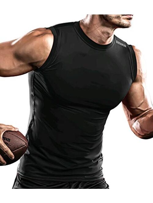 DRSKIN Men's Compression Shirt Tank Tops Undershirts Running Dry Cool Baselayer Sleeveless Workout Gym