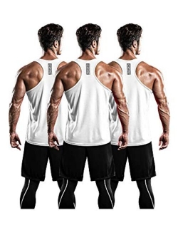 Men's 3 Pack Dry Fit Y-Back Muscle Tank Tops Mesh Sleeveless Gym Bodybuilding Training Athletic Workout Cool Shirts
