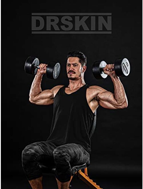 DRSKIN Men's 3 Pack Dry Fit Y-Back Muscle Tank Tops Mesh Sleeveless Gym Bodybuilding Training Athletic Workout Cool Shirts
