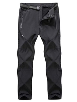 Men's Soft Shell Waterproof Winter Snow Ski Snowboarding Pants Fleece Cargo Hiking Pants