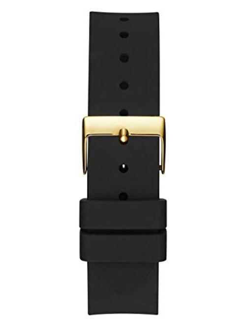 GUESS Gold-Tone Stainless Steel Crystal Encrusted Dial with Black Stain Resistant Silicone Watch (Model: U1160L1)