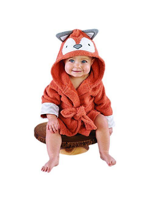 Baby Aspen Thanksgiving Hooded Shark Robe,"Let The Fin Begin", Ultra Soft Gray Cotton Terry Toddler/Baby Boy Towel