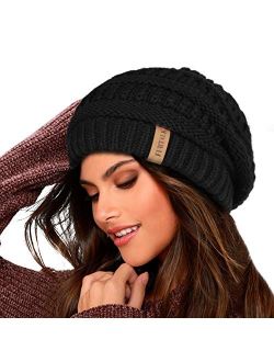 Knit Beanie Hats for Women Men Fleece Lined Ski Skull Cap Slouchy Winter Hat