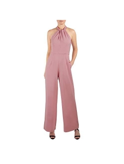 Women's Twist Neck Halter Jumpsuit with Pockets