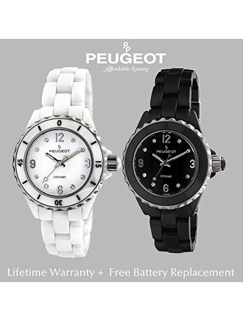 Peugeot Ceramic Wrist Watch with Sport Bezel Swarovski & Crystal Markers