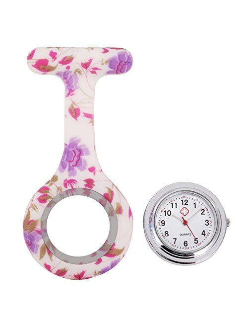 10pcs Floral Nurse Clip-on Fob Brooch Pocket Watch Lapel Watch for Women Girl