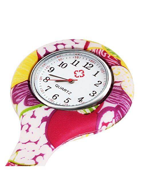 10pcs Floral Nurse Clip-on Fob Brooch Pocket Watch Lapel Watch for Women Girl