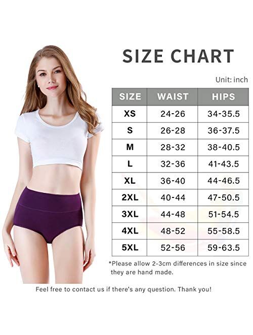 wirarpa Women's High Waisted Cotton Underwear Soft Full Briefs Ladies Breathable Panties Multipack