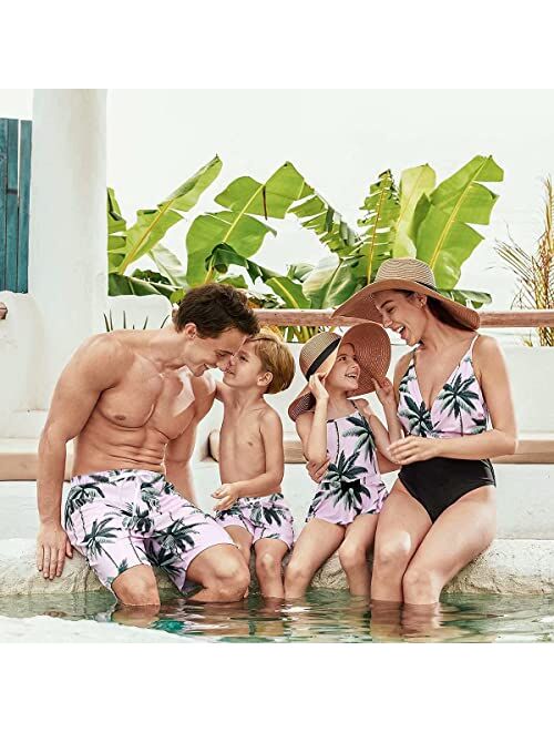 IFFEI Mommy and Me Swimsuit One Piece Lemon Printed V Neck Family Matching Swimwear