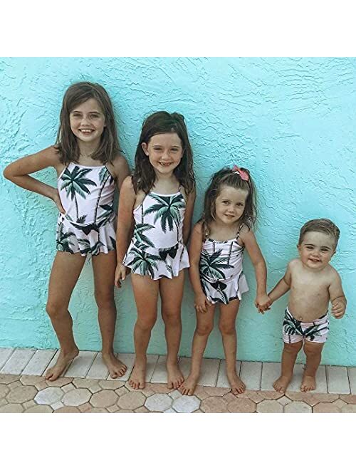 IFFEI Mommy and Me Swimsuit One Piece Lemon Printed V Neck Family Matching Swimwear
