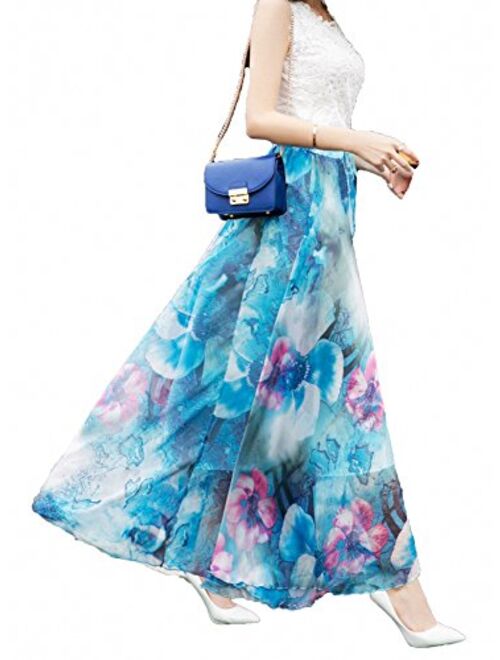 Afibi Women Full/Ankle Length Blending Maxi Chiffon Long Skirt Beach Skirt