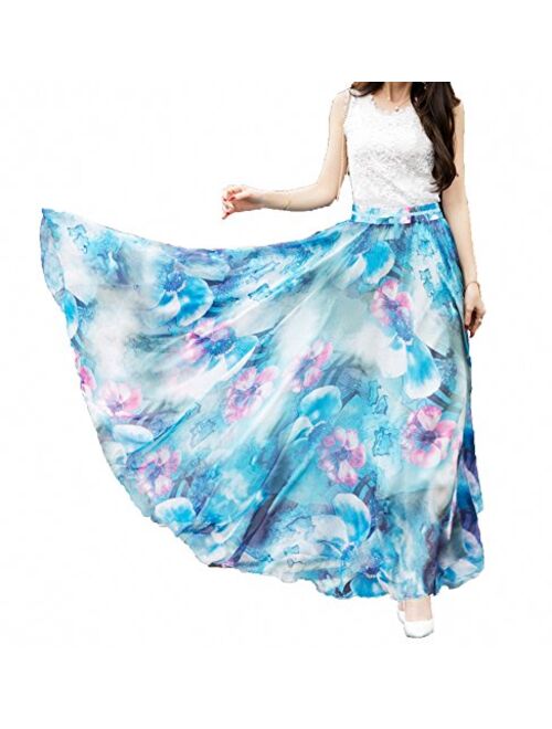 Afibi Women Full/Ankle Length Blending Maxi Chiffon Long Skirt Beach Skirt