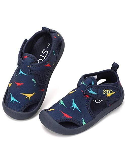 STQ Boys Girls Water Shoes Quick-Dry Slip on Beach Swim Pool Sandals(Toddler/Little Kid)