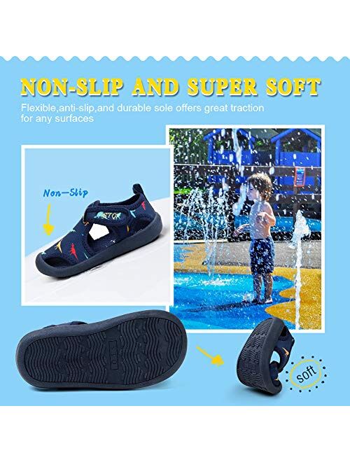STQ Boys Girls Water Shoes Quick-Dry Slip on Beach Swim Pool Sandals(Toddler/Little Kid)