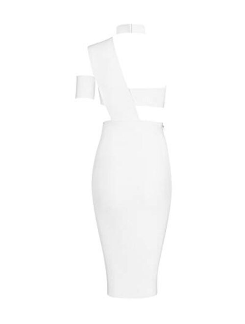 UONBOX Women's Halter Sexy Cut Out Bustline Midi Clubwear Bodycon Bandage Dress