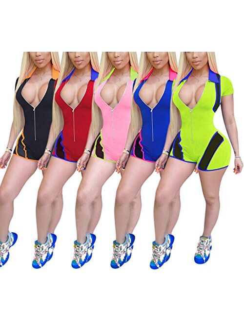 SeNight Rompers for Women Summer Sexy Sleeveless Jumpsuits Bodycon Mesh Shorts Jumpsuit