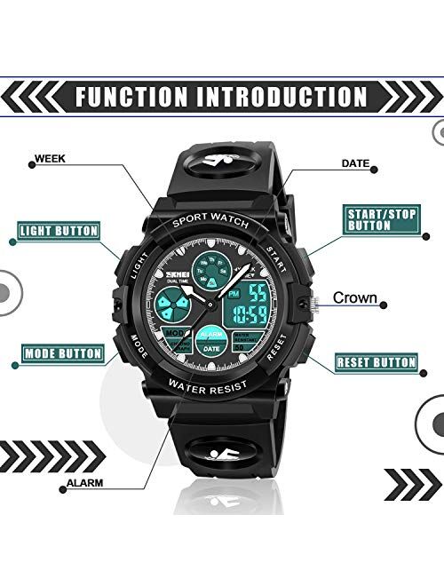 Dodosky Boy Toys Age 5-12, LED 50M Waterproof Digital Sport Watches for Kids Birthday Presents Gifts for 5-13 Year Old Boys - Red
