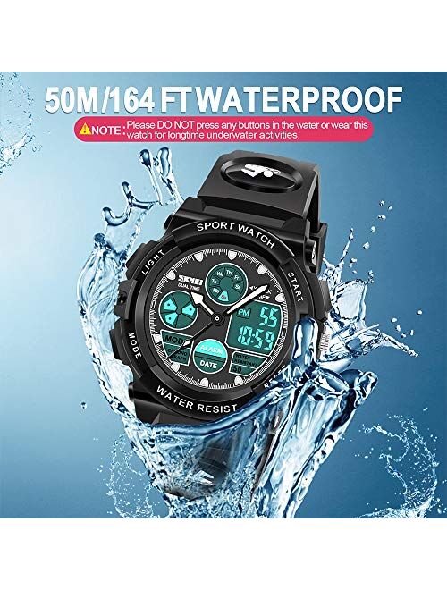 Dodosky Boy Toys Age 5-12, LED 50M Waterproof Digital Sport Watches for Kids Birthday Presents Gifts for 5-13 Year Old Boys - Red