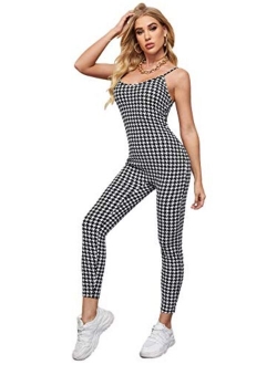 Women's Spaghetti Strap Criss Cross Back Bodycon Tank Jumpsuits Rompers Playsuit