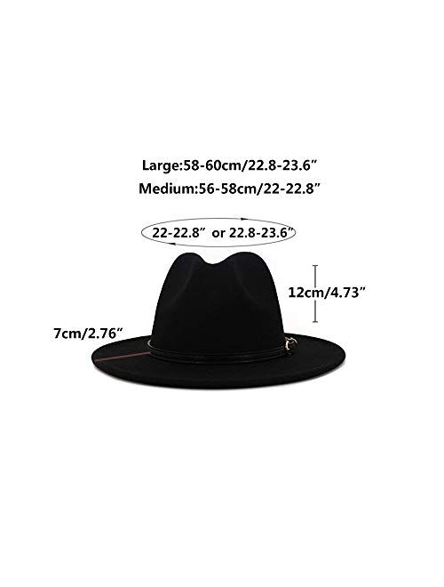 Eric Carl Wide Brim Fedora Hats for Women Dress Hats for Men Two Tone Panama Hat with Belt Buckle/Bowknot Band