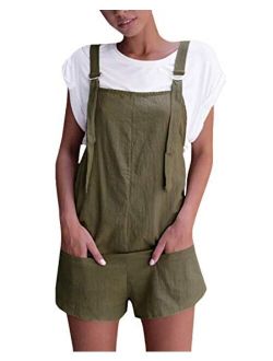 Celmia Women's Overalls Shorts Sleeveless Casual Jumpsuit Rompers with Pockets