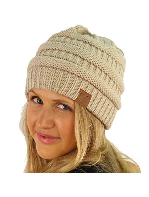 CC Classic Winter Fall Trendy Chunky Stretchy Cable Knit Beanie Hat
