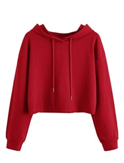 Women's Casual Long Sleeve Pullover Hoodies Crop Tops Sweatshirt