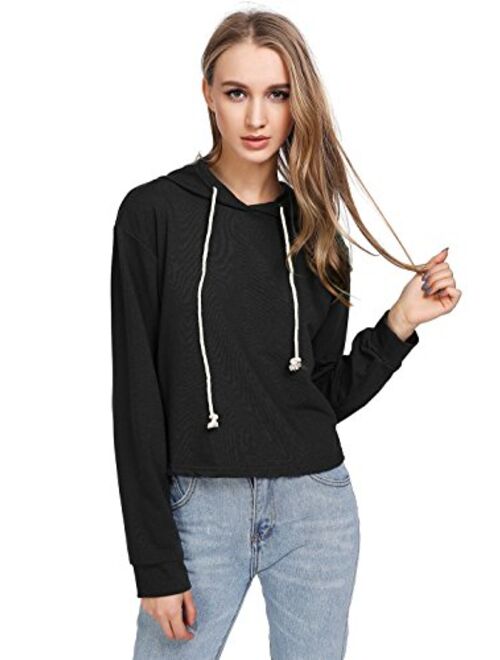 MAKEMECHIC Women's Casual Long Sleeve Pullover Hoodies Crop Tops Sweatshirt