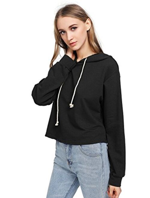 MAKEMECHIC Women's Casual Long Sleeve Pullover Hoodies Crop Tops Sweatshirt