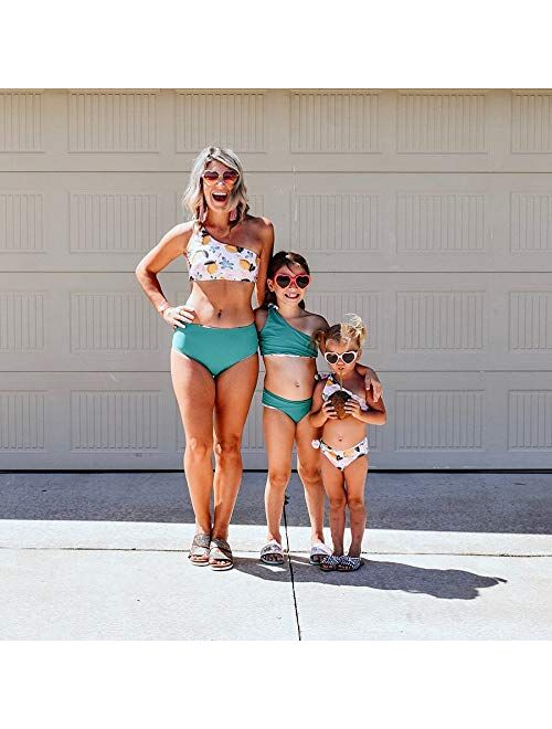 IFFEI Mommy and Me Family Matching Swimsuit One Piece Beach Wear Summer Lemon Sporty Monokini Bathing Suit