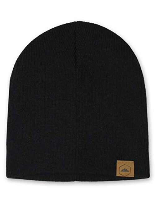 Winter Beanie Knit Hats for Men & Women - Merino Wool Ribbed Cap - Warm & Soft Stylish Toboggan Skull Caps for Cold Weather