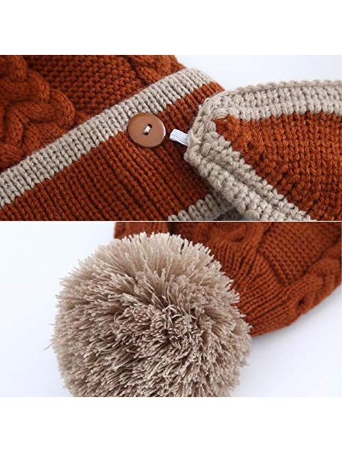 Eseres Knitted Hat Mask Neck Gaiters 3Pcs Beanies Women Scarf and Hat Unit