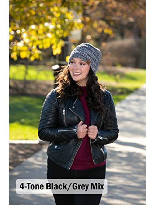 Funky Junque Exclusives Womens Beanie Solid Ribbed Knit Hat Warm Soft Skull Cap