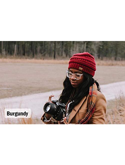 Funky Junque Exclusives Womens Beanie Solid Ribbed Knit Hat Warm Soft Skull Cap